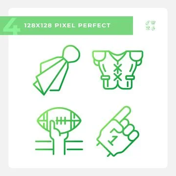 Football game elements gradient linear vector icons set Illustrazione stock