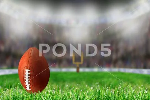 Football on Grass Ready For Field Goal or Kick Off Stock Photos