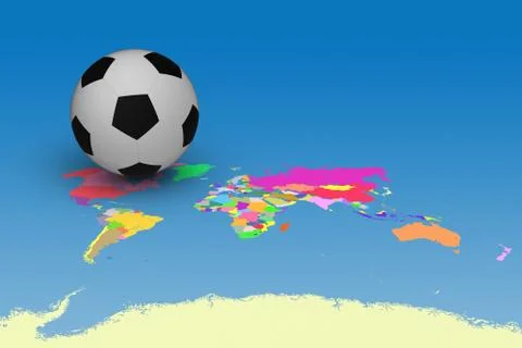 Football on map Stock Illustration