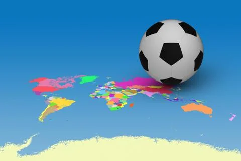 Football on map Stock Illustration