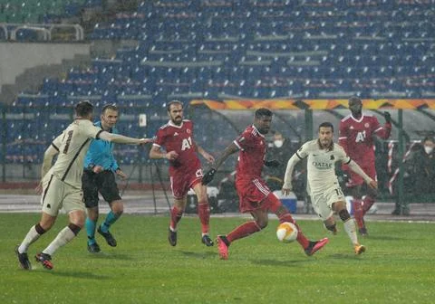 Football match between CSKA Sofia and Roma Italy Stock Photos