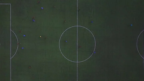 Football match, drone view. Nice action and shot on goal Stock Footage 200869103