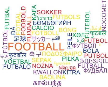 Football multilanguage wordcloud background concept Stock Illustration