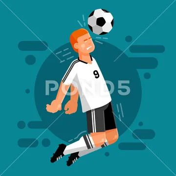 Football player of the German national team in white and black uniforms Stock Illustration