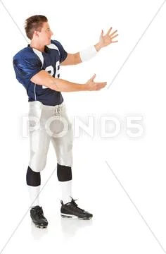 Football: player gesturing to side Stock Photos
