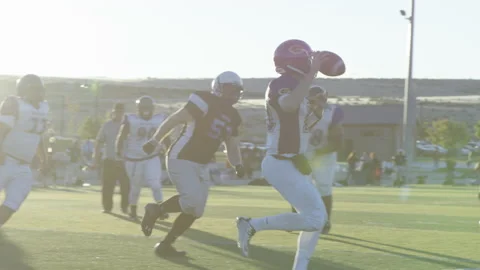 Football player throws ball on the run Stock Footage 208889081