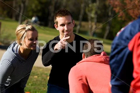 Football: player trash talking other team Stock Photos