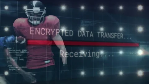 Football runner jogging, encrypted tech overlay and progress bar filling Stock Footage 320088990