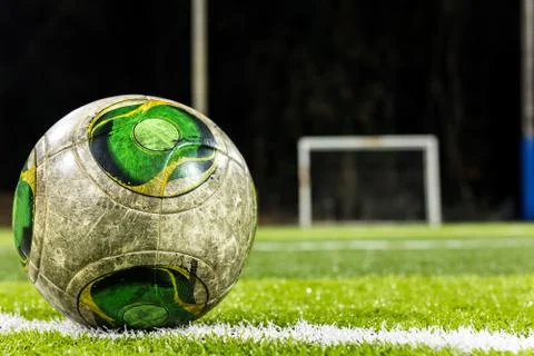 Football on Soccer field Fotos Stock