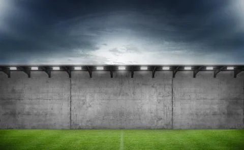 Football Soccer Stadium Concrete Wall Fence Stock Photos
