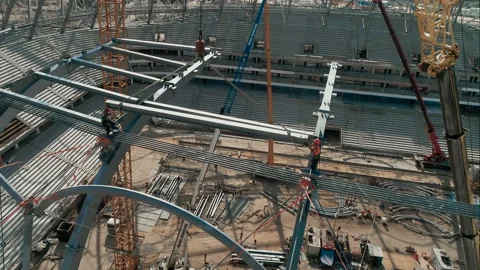 Football stadium cable-stayed construction in Volgograd Video stock 94502773