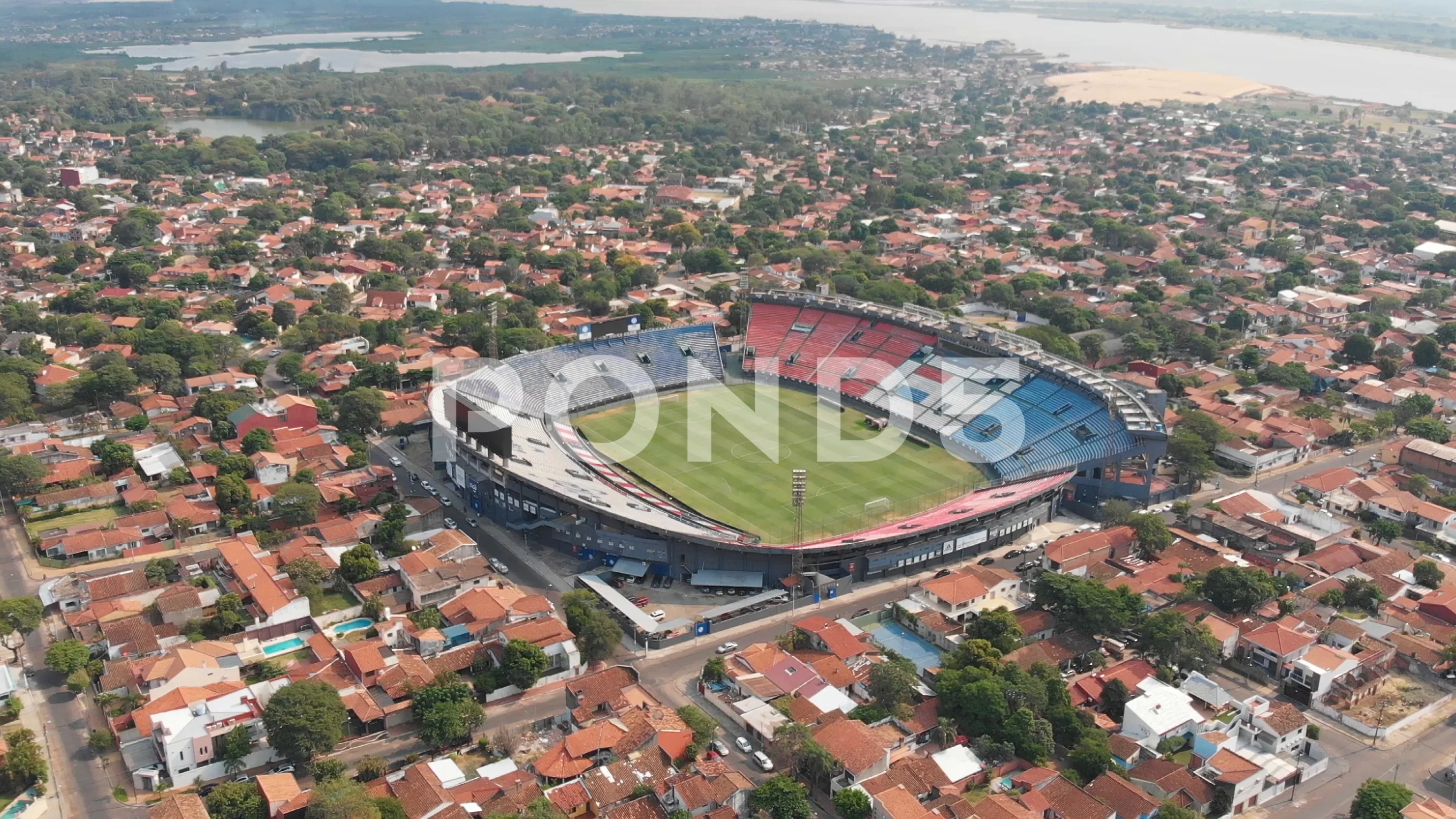 Football Stadium defenders of Chaco Asuncion capital of Paraguay aerial view