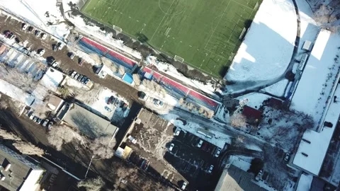 Football stadium, top view from drone flight. Video stock 137398564