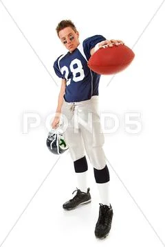 Football: tough football player with ball Stock Photos