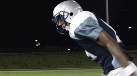 Football Wide Receiver Catches Ball Stock Footage