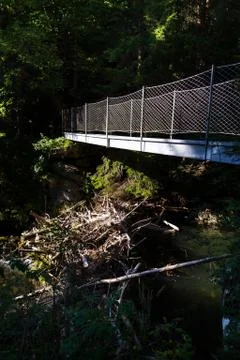 Footbridge on alpine trail through Hell gorge, Schladming, Austria Stock Photos