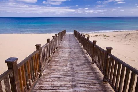 Footbridge to the beach Stock Photos