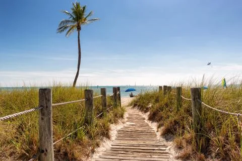 Footbridge to the beach Stock Photos