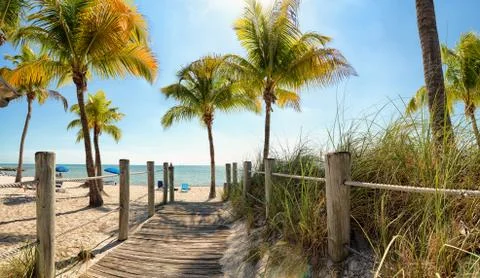 Footbridge to the beach Stock Photos