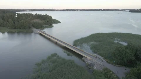 Footbridge Between Islands on Sunset Stock Footage 248284232