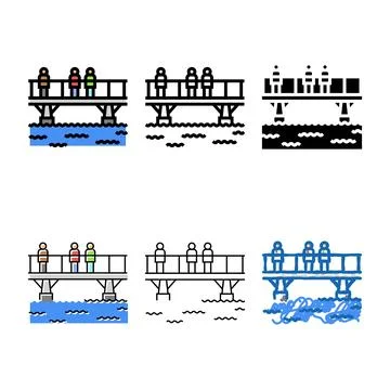 Footbridge bridge color icon vector variants Stock Illustration