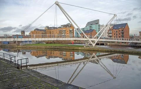 Footbridge Over the Aire Stock Photos