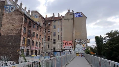 A footbridge over the railroad. Stock Footage 168966065