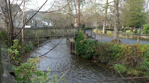 Footbridge over river Stock Footage 167008037