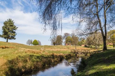 Footbridge over a stream Stock Photos