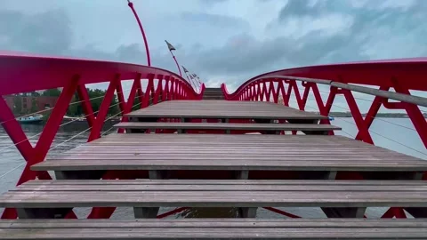 Footbridge Python Bridge Eastern Docklands Amsterdam Netherlands Video stock 274354541