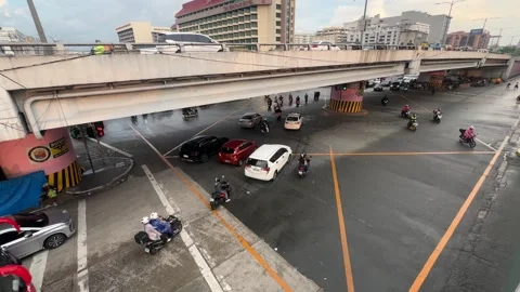 Footbridge View Over EDSA-Taft Junction 4K 60fps Video stock 338350135