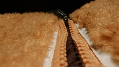 Footer textile cloth texture close-up macro. Jacket with zipper Fashion fabric Stock Footage 273717348