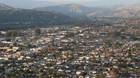 Foothill Town at Sunset Stock Footage