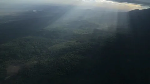 Foothills of Mt. Meru Ariel With Rays of Light Stock Footage 42400198