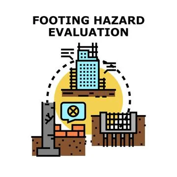 Footing hazard evaluation planning construction problems analysis Stock Illustration
