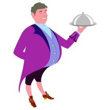 Footman with dish for quests Stock Illustration