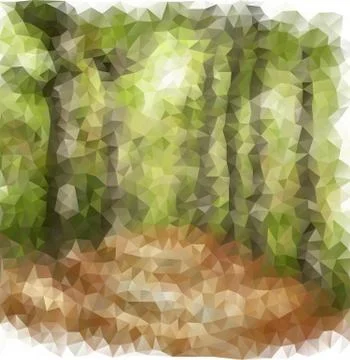 Footpath in a forest-origami style Stock Illustration