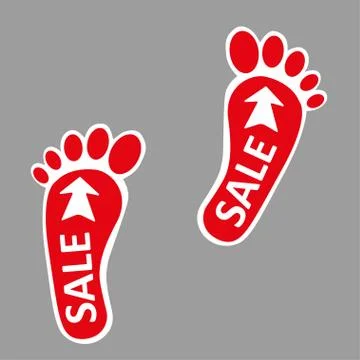 Footpath human footpath. Barefoot prints with the inscription SALE. Abstract  Stock Illustration