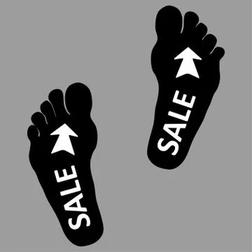 Footpath human footpath. Barefoot prints with the inscription SALE. Abstract  Stock Illustration