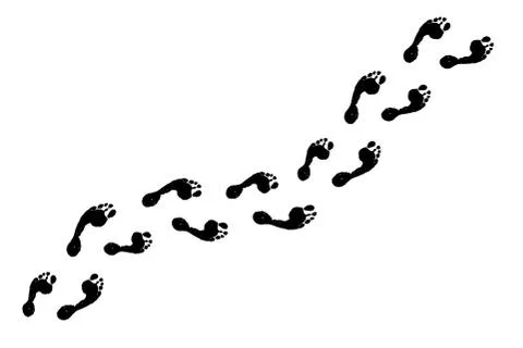 Footpath human footpath. Barefoot prints with the inscription SALE. Abstract  Stock Illustration