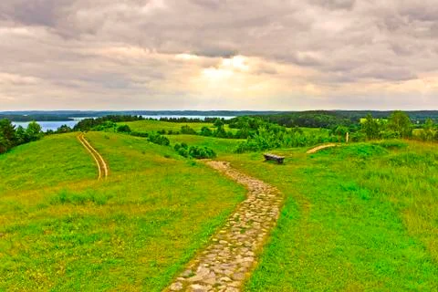 Footpath to the lake Stock Photos