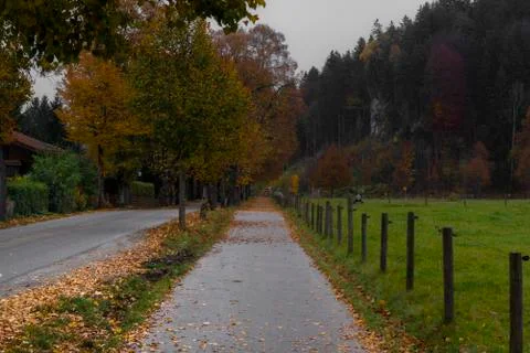 Footpath parallel to the  road Stock Photos