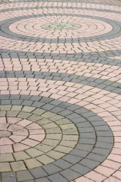 Footpath patterned paving tiles Foto stock