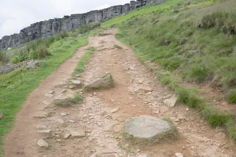 Footpath at Stanage in Peak District Stock Photos