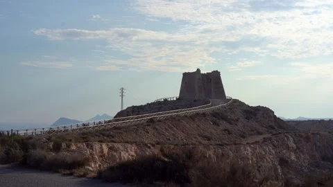 Footpath to Torre de Mesa Roldan in Almeria, Spain, zoom in Vídeos de archivo 279427358