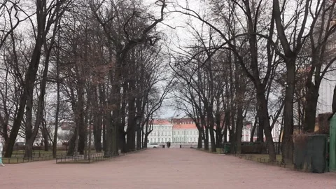 Footpath view in the city park during winter times Stock Footage 135106710