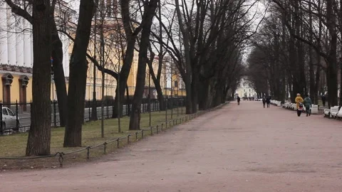 Footpath view in the city park during winter times Stock Footage 135106752