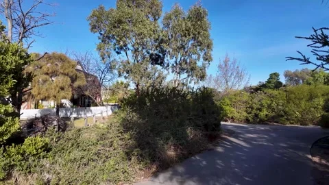 Footpath winds through a green park in a comfortable Australian neighborhood Vídeos de archivo 312313850