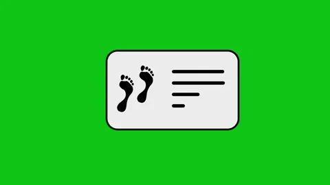 Footprint animation appearing on a blank white card with checklist on green.. Stock Footage 346496991