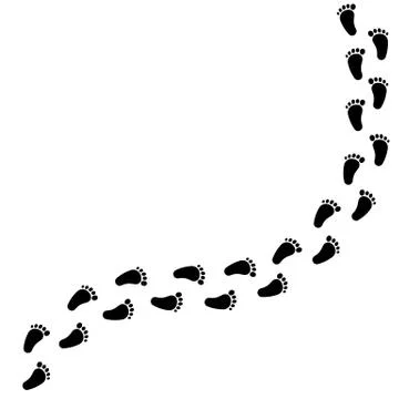 Footprint of bare steps of a man icon. Vector on isolated white background. E Stock Illustration